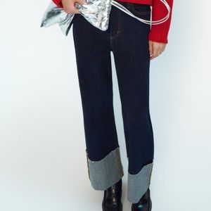 Current Season Zara Wide Leg Cuff Jeans